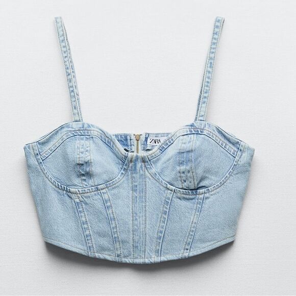 Zara Denim Corset Top - Picture 5 of 6